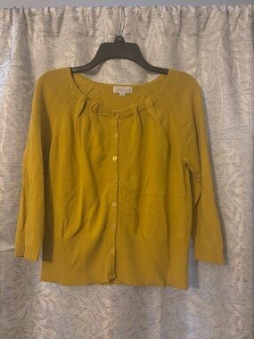Joseph A Mustard Yellow Button-Up Women's Cardigan